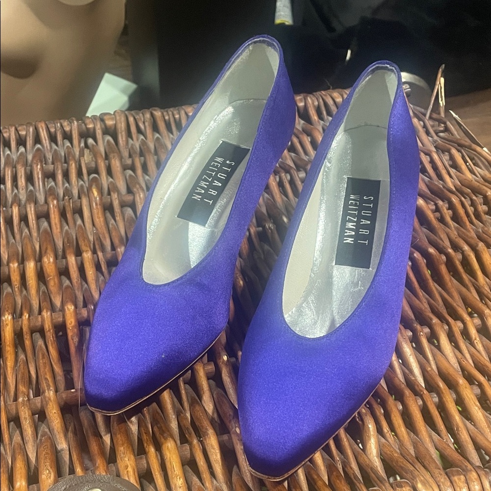 Stuart Weitzman Royal Purple Satin Pointed-Toe Heels